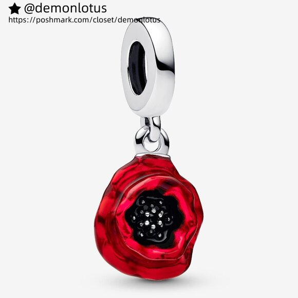 Pandora Red Flower Dangle Charm - Picture 3 of 5